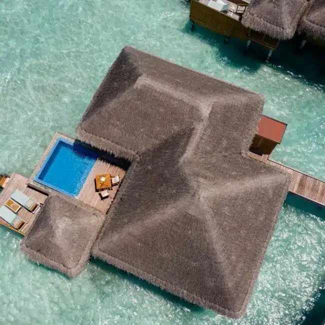 Aerial view Lagoon Bungalow with Pool - Huvafen Fushi, Maldives