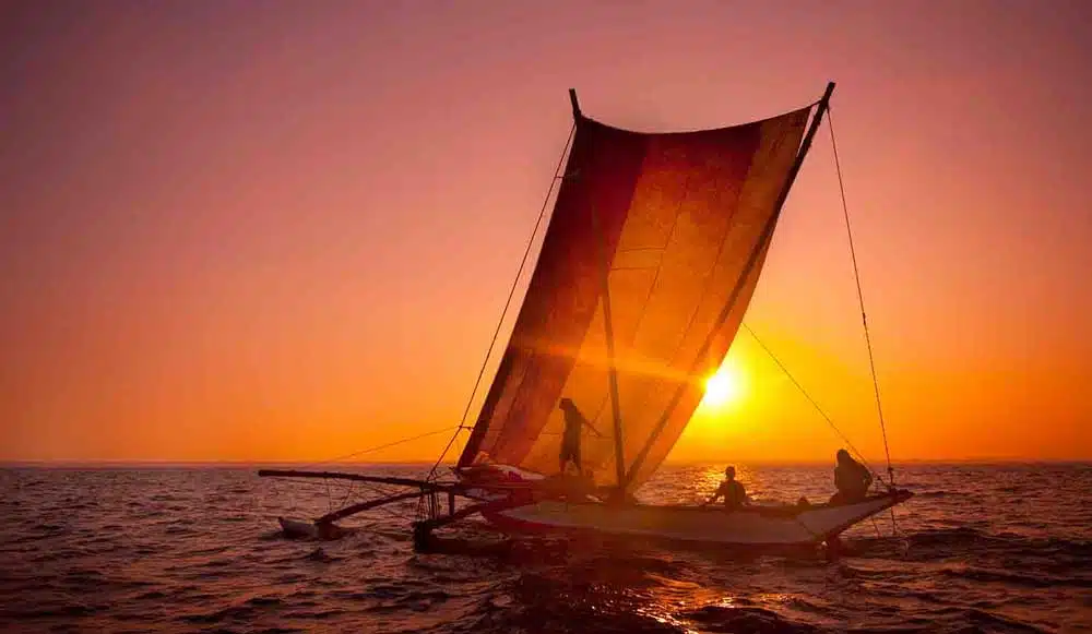 Catamaran in the sea water Negombo, Sri Lanka